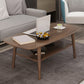 Table basse scandinave à 4 pieds avec étagère, table de cocktail en bois