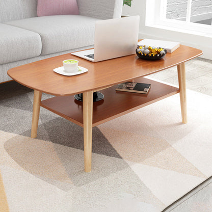 Table basse scandinave à 4 pieds avec étagère, table de cocktail en bois