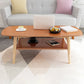 Table basse scandinave à 4 pieds avec étagère, table de cocktail en bois