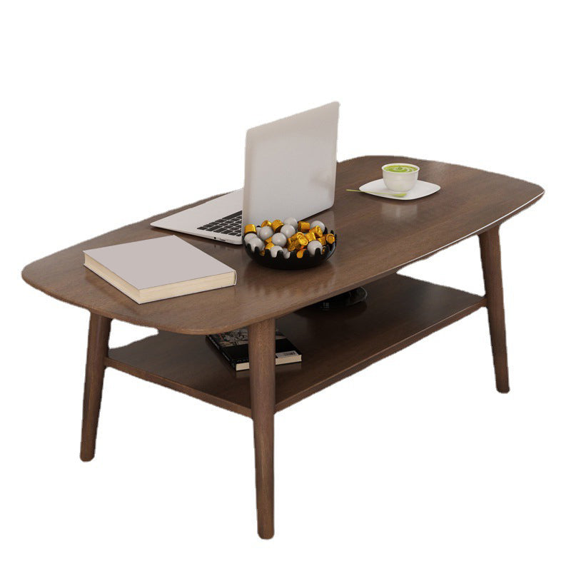 Table basse scandinave à 4 pieds avec étagère, table de cocktail en bois