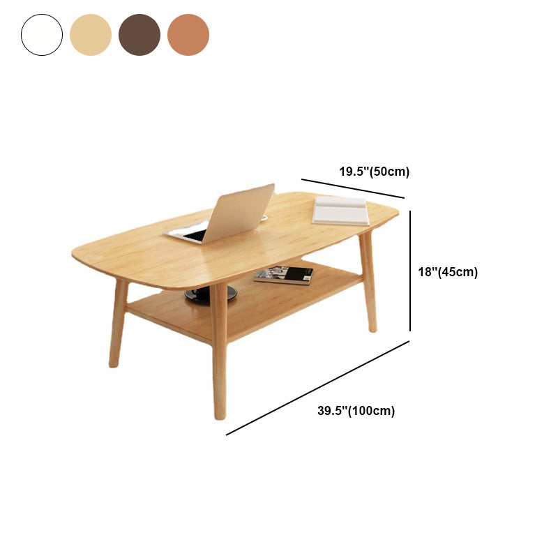 Table basse scandinave à 4 pieds avec étagère, table de cocktail en bois