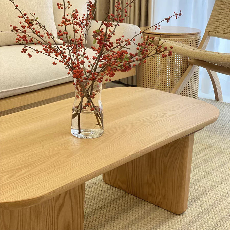 Skandinavischer 1 einzelner Couchtisch aus Holz, rechteckiger Cocktailtisch