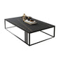 Metal Frame Rectangular Coffee Table Stone Top Cocktail Table 39.5"L x 24"W x 18"H Black Clearhalo 'Coffee & Accent Tables' 'Coffee Tables' 'coffee_tables' 'furn' 'furn_coffee_tables' 'Furniture' 'Living Room Furniture' 5361430