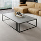 Metal Frame Rectangular Coffee Table Stone Top Cocktail Table 39.5"L x 24"W x 18"H Gray Clearhalo 'Coffee & Accent Tables' 'Coffee Tables' 'coffee_tables' 'furn' 'furn_coffee_tables' 'Furniture' 'Living Room Furniture' 5361436