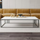 Metal Frame Rectangular Coffee Table Stone Top Cocktail Table 55"L x 31.5"W x 18"H White Clearhalo 'Coffee & Accent Tables' 'Coffee Tables' 'coffee_tables' 'furn' 'furn_coffee_tables' 'Furniture' 'Living Room Furniture' 5361437