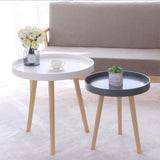 3 Legs Base Design Density Board  End Table with Round Side Table