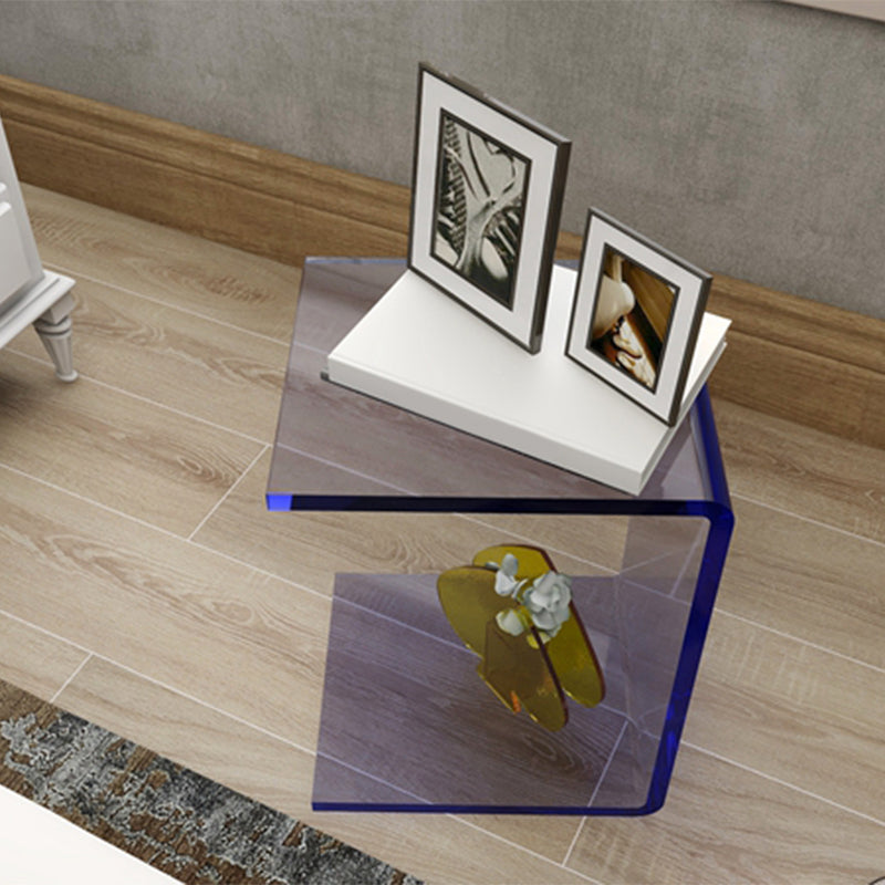 Style moderne Smoky Gris / brun / transparent / bleu Table d'appoint acrylique Tableau rectangle