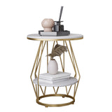 Cadre de conception de piédestal Gold / Black Fer Pitestal Rock Slab Top Top avec table d'appoint étagère