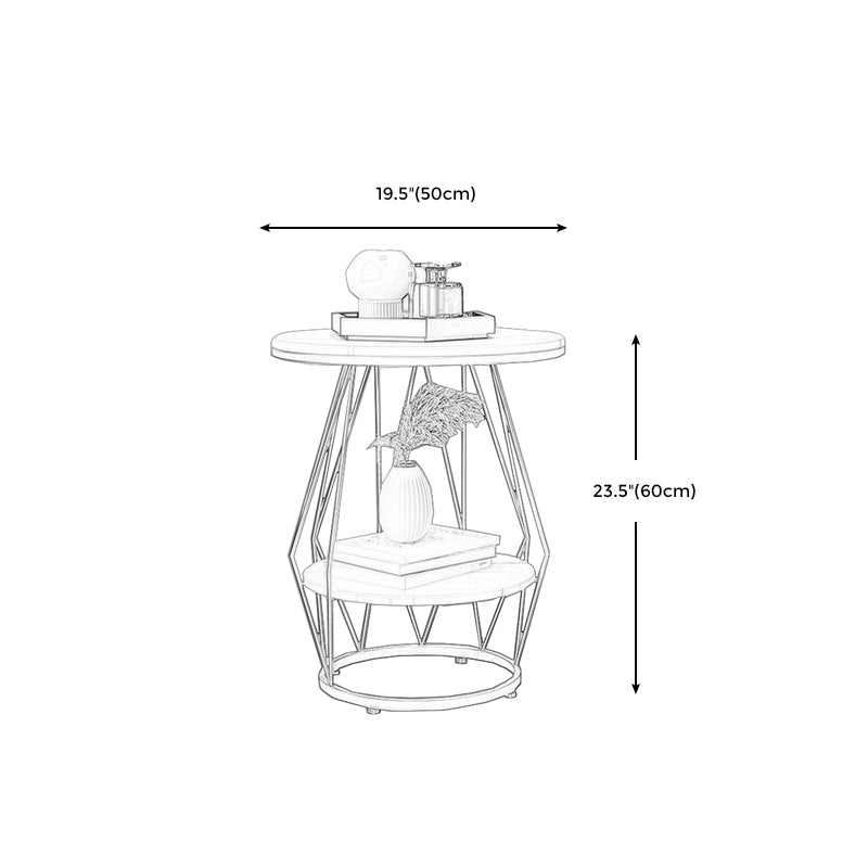 Cadre de conception de piédestal Gold / Black Fer Pitestal Rock Slab Top Top avec table d'appoint étagère