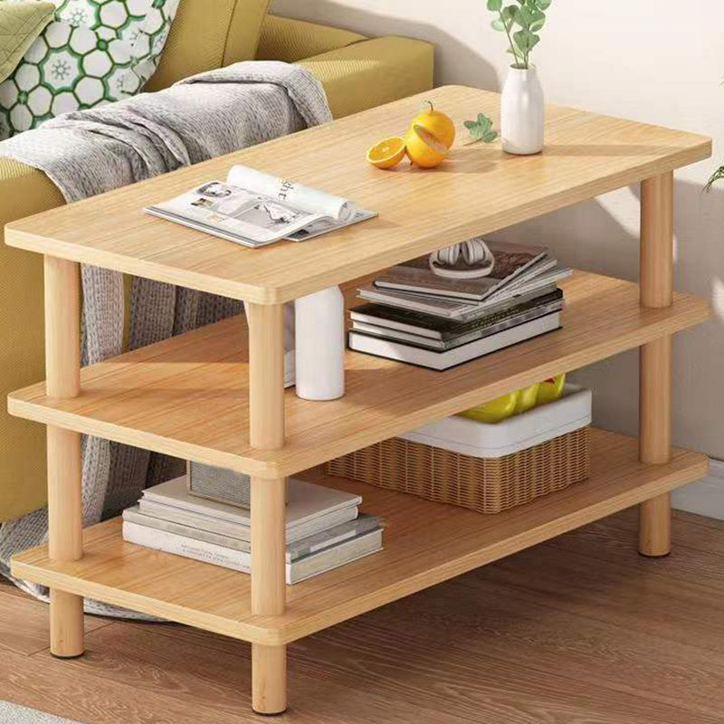 Scandinavian Wood Top End Table 4 Legs Sofa Side Table with Storage