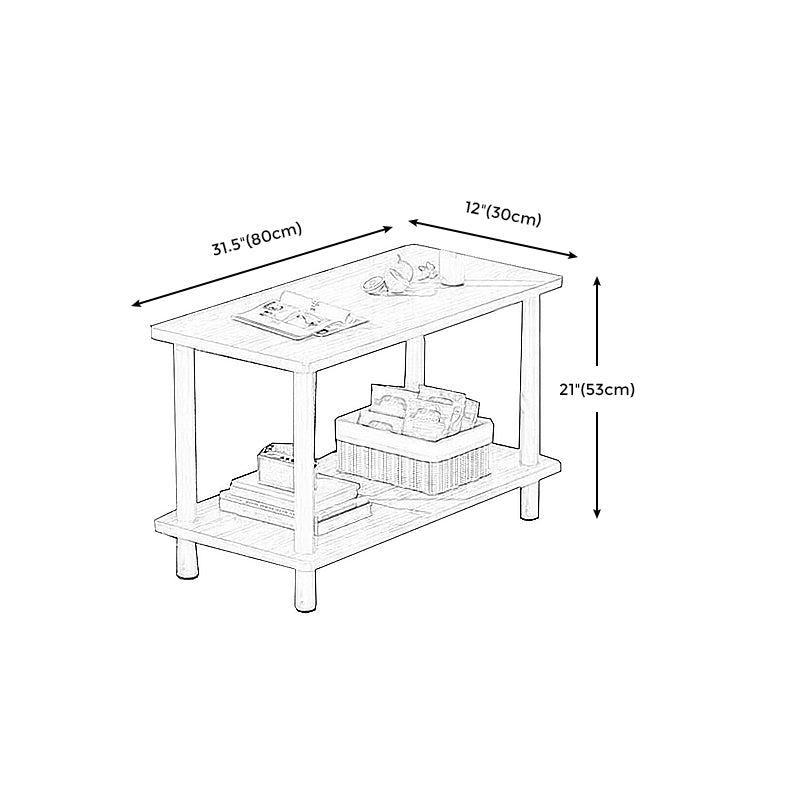 Scandinavian Wood Top End Table 4 Legs Sofa Side Table with Storage