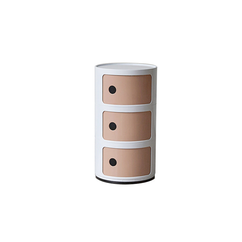 Dia 12.6-Inch Contemporary Plastic Bedside Cabinet 2/3/4-door Nightstand 13"L x 13"W x 23"H Pink-White Clearhalo 'Bedroom Furniture' 'furn' 'furn_night_stand' 'Furniture' 'night_stand' 'Nightstands' 5361807