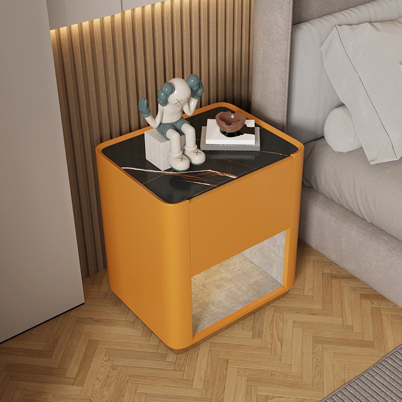 21,65 grand "1 - tiroir en pierre de nuit stand de nuit moderne avec accents en cuir