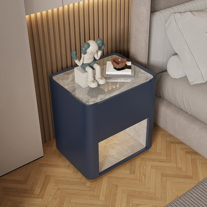 21,65 TALL "1 - Schublade Stone Nachttisch moderner Nachtstand mit Lederakzenten