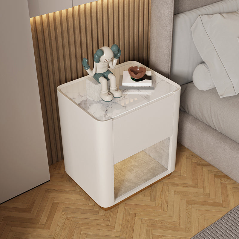 21,65 grand "1 - tiroir en pierre de nuit stand de nuit moderne avec accents en cuir