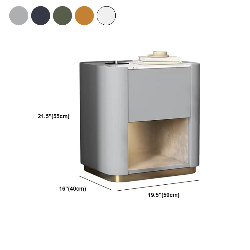 21,65 grand "1 - tiroir en pierre de nuit stand de nuit moderne avec accents en cuir