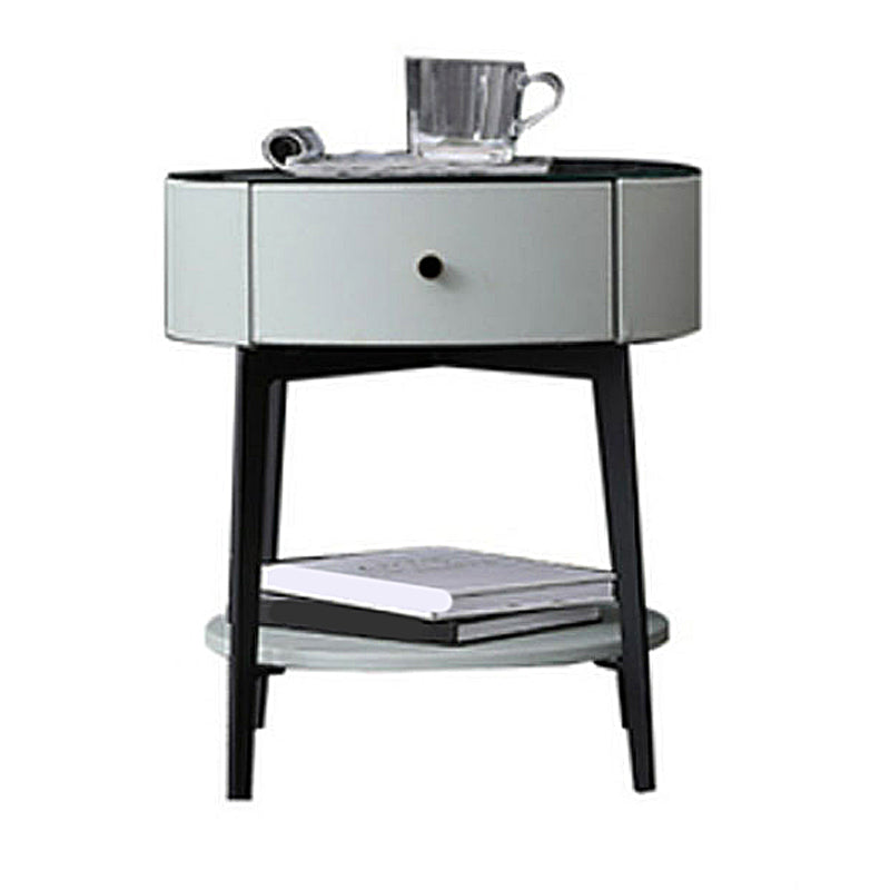 1-DRAWER/1-Shelf-Nachttischdurchmesser 17,72 "Steinrundnachttisch