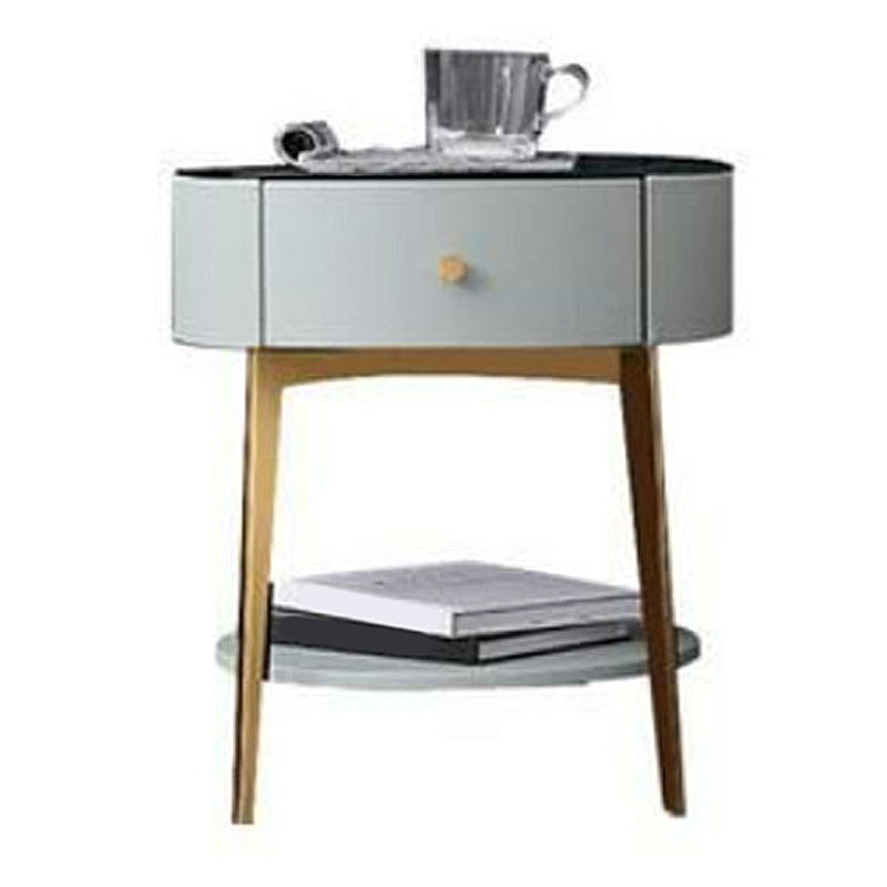 1-DRAWER/1-Shelf-Nachttischdurchmesser 17,72 "Steinrundnachttisch