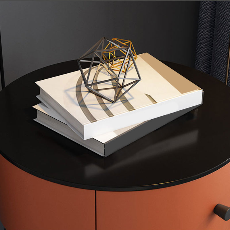 1-DRAWER/1-Shelf-Nachttischdurchmesser 17,72 "Steinrundnachttisch