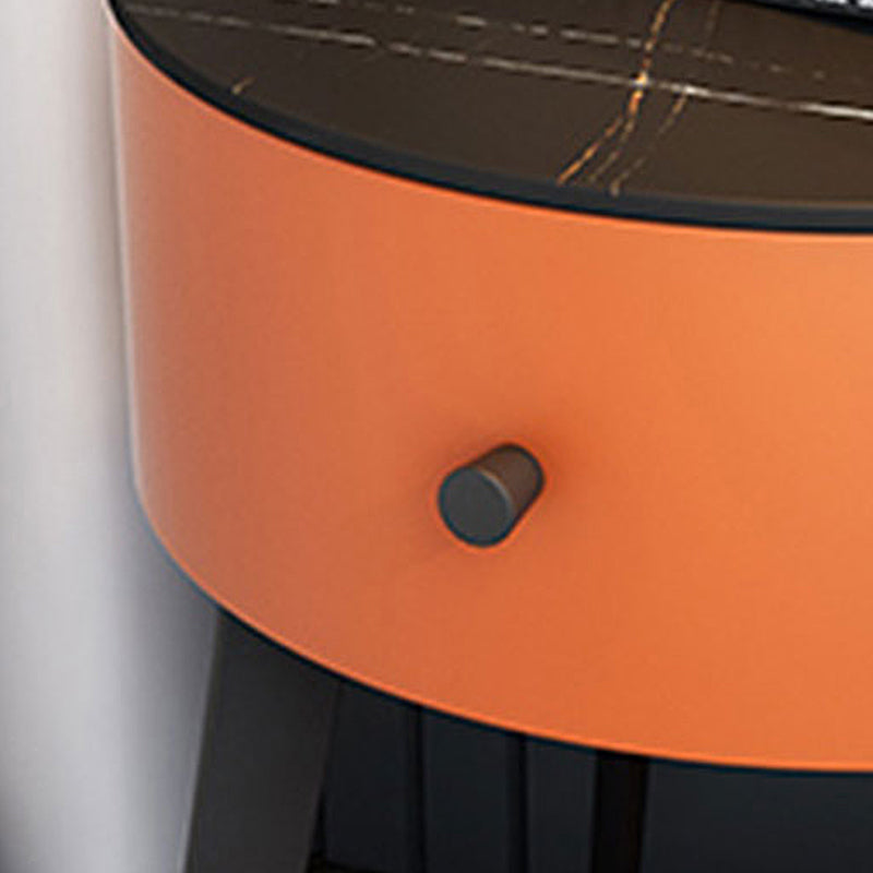 1-DRAWER/1-Shelf-Nachttischdurchmesser 17,72 "Steinrundnachttisch