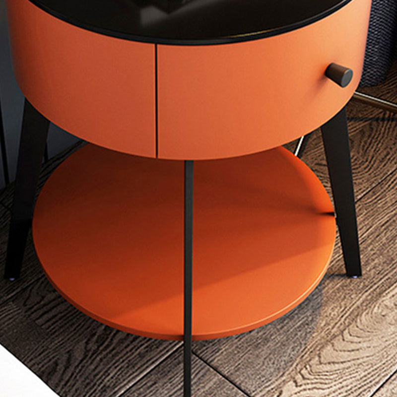 1-DRAWER/1-Shelf-Nachttischdurchmesser 17,72 "Steinrundnachttisch