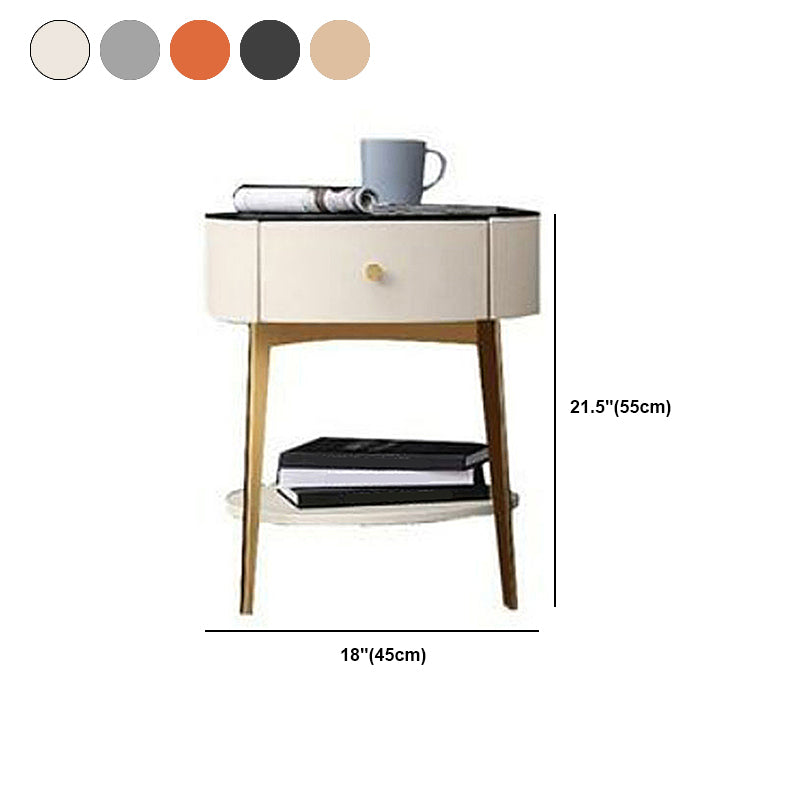 1-DRAWER/1-Shelf-Nachttischdurchmesser 17,72 "Steinrundnachttisch
