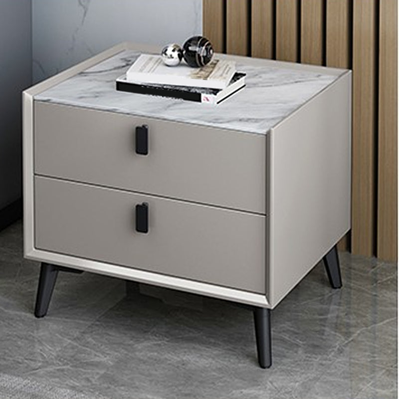 Wood Nightstand Or End Table 18.5" Tall Bed Nightstand with Drawers and Legs Khaki Clearhalo 'Bedroom Furniture' 'furn' 'furn_night_stand' 'Furniture' 'night_stand' 'Nightstands' 5361945