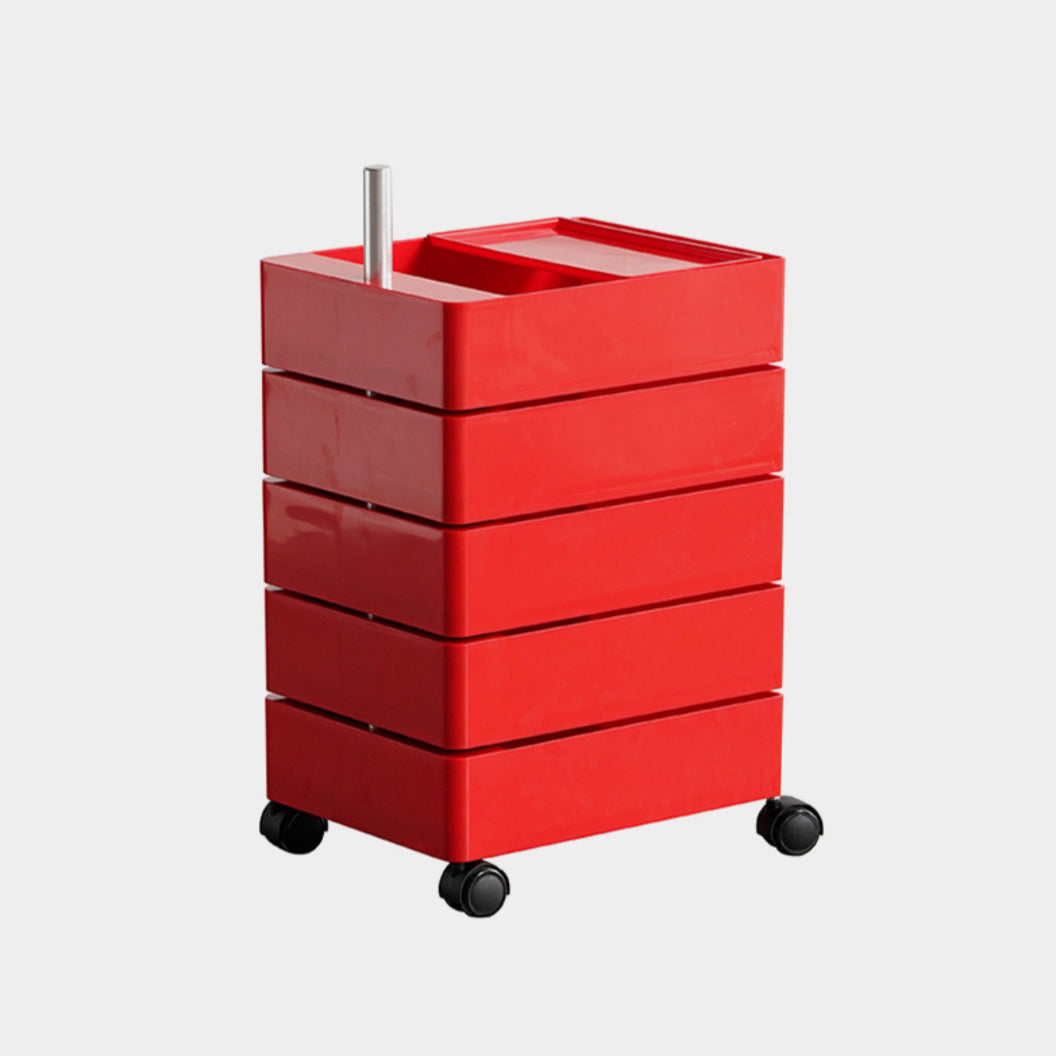 Scandinavian Plastic Night Table 28" Tall Removable Nightstand with Drawers Red Clearhalo 'Bedroom Furniture' 'furn' 'furn_night_stand' 'Furniture' 'night_stand' 'Nightstands' 5361961