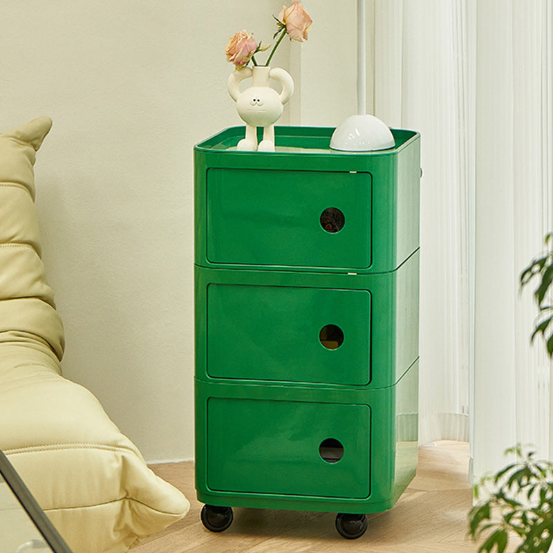 Scandinavian Plastic Night Table 15" Wide Square Nightstand with Drawers Clearhalo 'Bedroom Furniture' 'furn' 'furn_night_stand' 'Furniture' 'night_stand' 'Nightstands' 5362001
