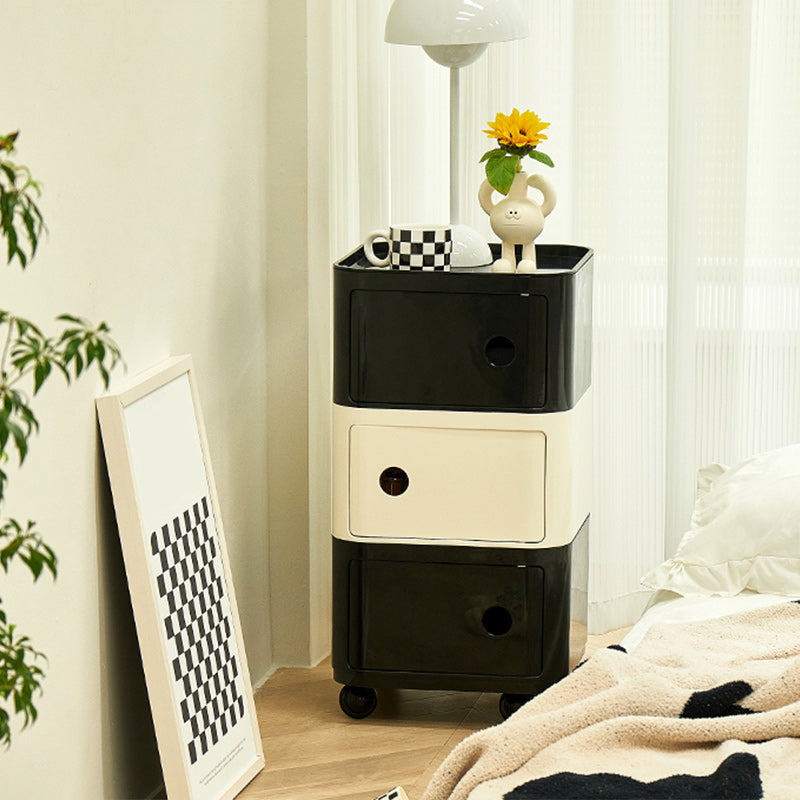 Scandinavian Plastic Night Table 15" Wide Square Nightstand with Drawers Clearhalo 'Bedroom Furniture' 'furn' 'furn_night_stand' 'Furniture' 'night_stand' 'Nightstands' 5362003