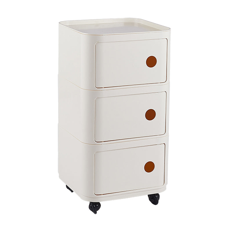 Scandinavian Plastic Night Table 15" Wide Square Nightstand with Drawers Cream Casters Included 3 Clearhalo 'Bedroom Furniture' 'furn' 'furn_night_stand' 'Furniture' 'night_stand' 'Nightstands' 5362009