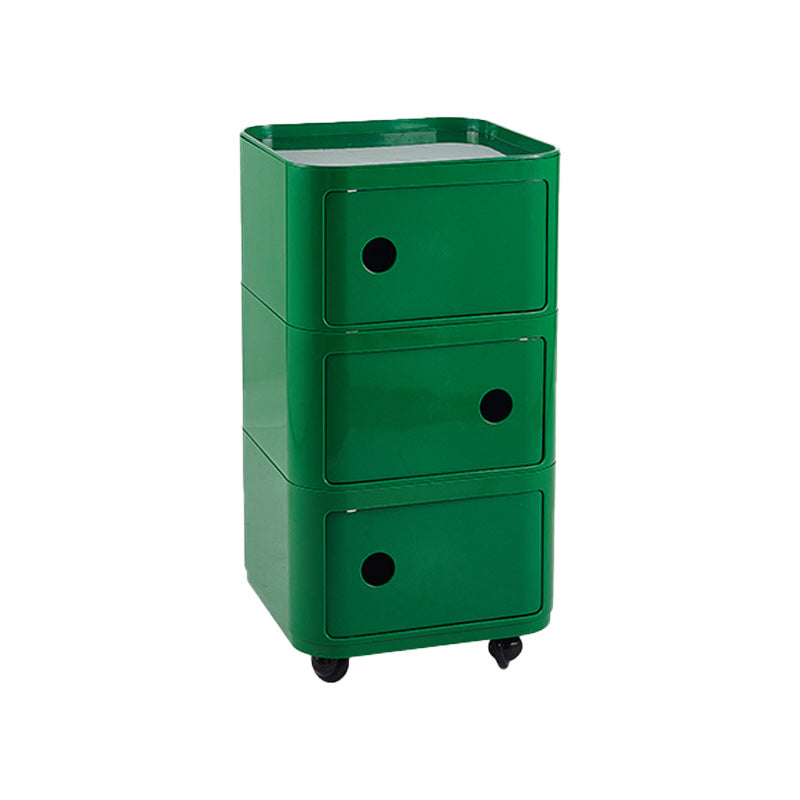 Scandinavian Plastic Night Table 15" Wide Square Nightstand with Drawers Green Casters Included 3 Clearhalo 'Bedroom Furniture' 'furn' 'furn_night_stand' 'Furniture' 'night_stand' 'Nightstands' 5362011