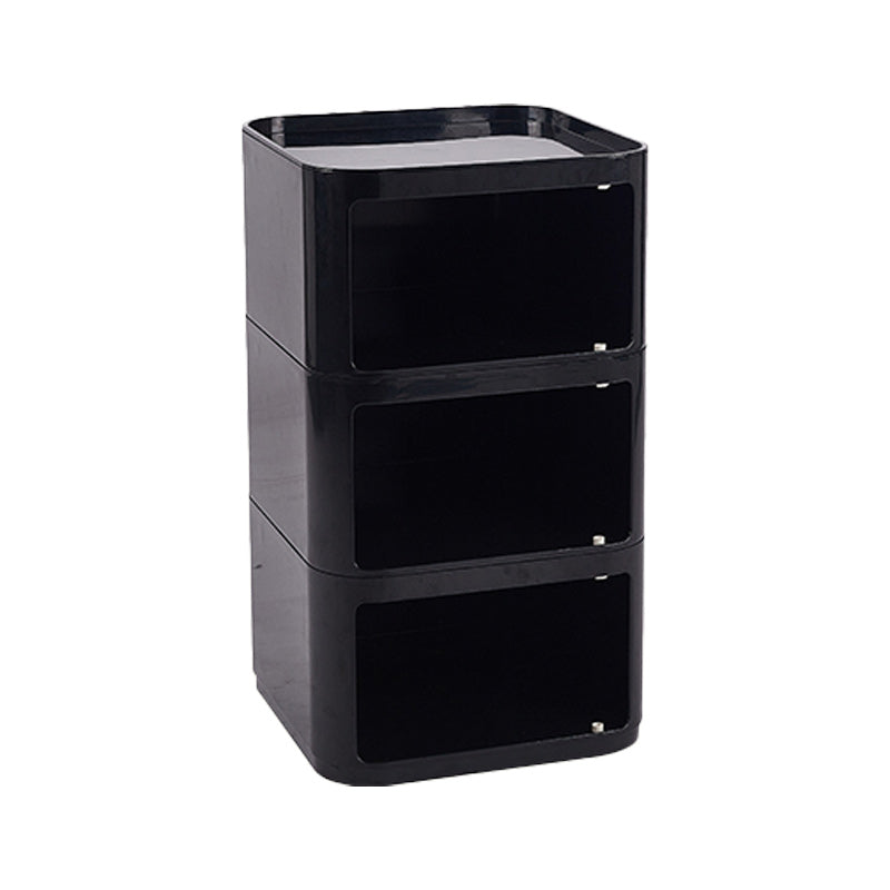 Scandinavian Plastic Night Table 15" Wide Square Nightstand with Drawers Black Casters Not Included 3 Clearhalo 'Bedroom Furniture' 'furn' 'furn_night_stand' 'Furniture' 'night_stand' 'Nightstands' 5362023