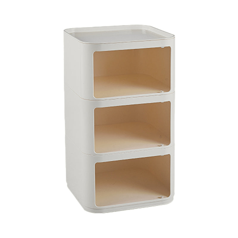 Scandinavian Plastic Night Table 15" Wide Square Nightstand with Drawers Cream Casters Not Included 3 Clearhalo 'Bedroom Furniture' 'furn' 'furn_night_stand' 'Furniture' 'night_stand' 'Nightstands' 5362026