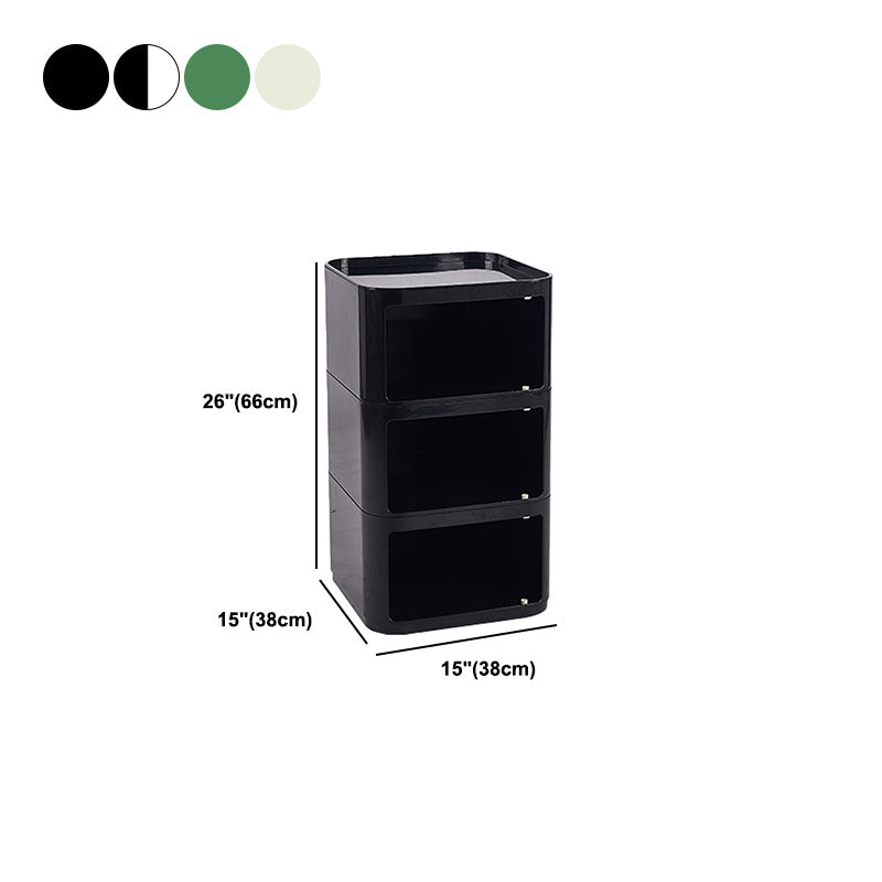 Scandinavian Plastic Night Table 15" Wide Square Nightstand with Drawers Clearhalo 'Bedroom Furniture' 'furn' 'furn_night_stand' 'Furniture' 'night_stand' 'Nightstands' 5362030