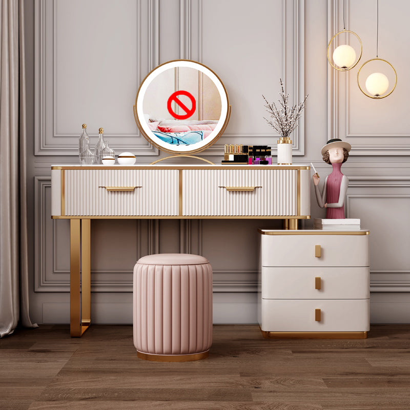 Slate Top Makeup Vanity Set Glam Beige Vanity Dressing Table Set Makeup Vanity & Stools Cabinet Included Clearhalo 'Bedroom Furniture' 'furn' 'furn_makeup_vanities' 'Furniture' 'Makeup Vanities' 'makeup_vanities' 5362102