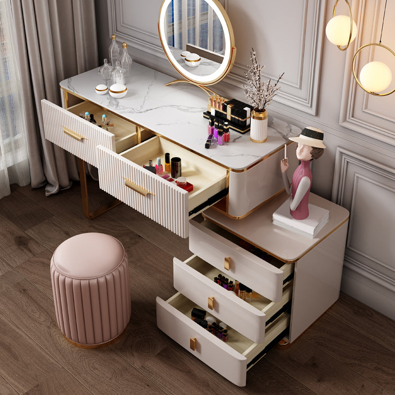 Slate Top Makeup Vanity Set Glam Beige Vanity Dressing Table Set Clearhalo 'Bedroom Furniture' 'furn' 'furn_makeup_vanities' 'Furniture' 'Makeup Vanities' 'makeup_vanities' 5362103