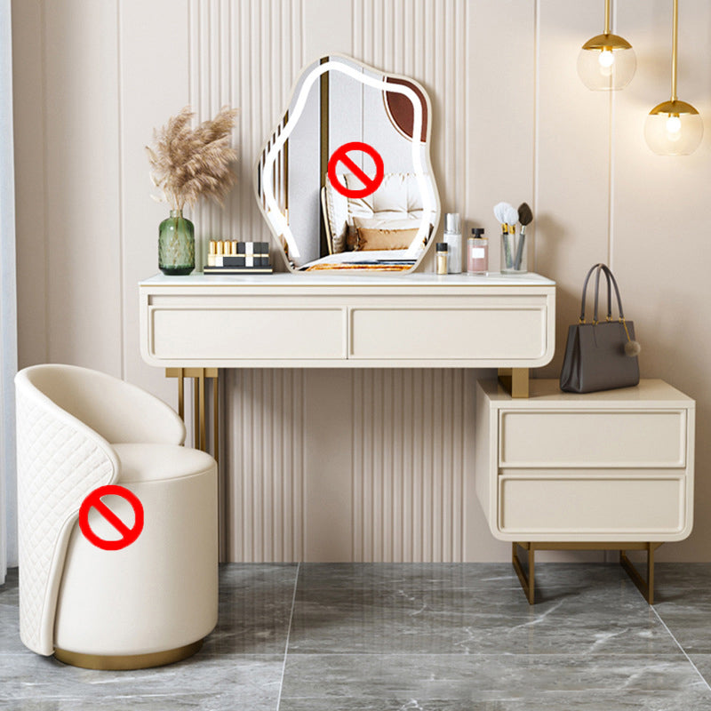 ホワイト/グレーロックプランクカウンタートップソリッドウッドフレーム金属金属ベース2/4ドロワードレッサー