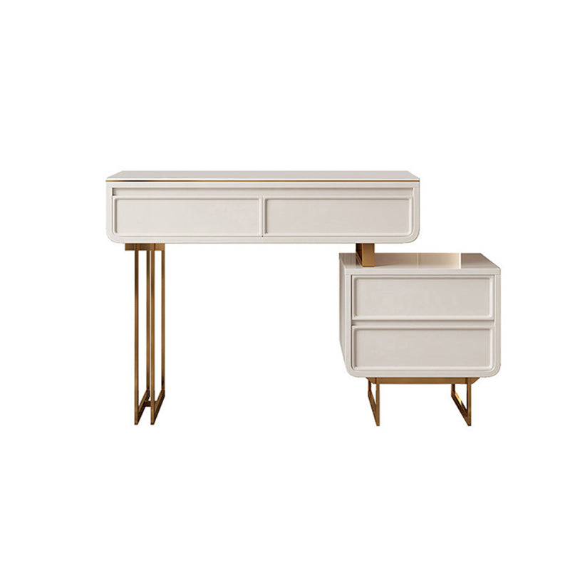 ホワイト/グレーロックプランクカウンタートップソリッドウッドフレーム金属金属ベース2/4ドロワードレッサー