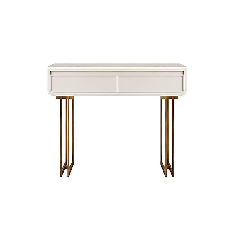 ホワイト/グレーロックプランクカウンタートップソリッドウッドフレーム金属金属ベース2/4ドロワードレッサー