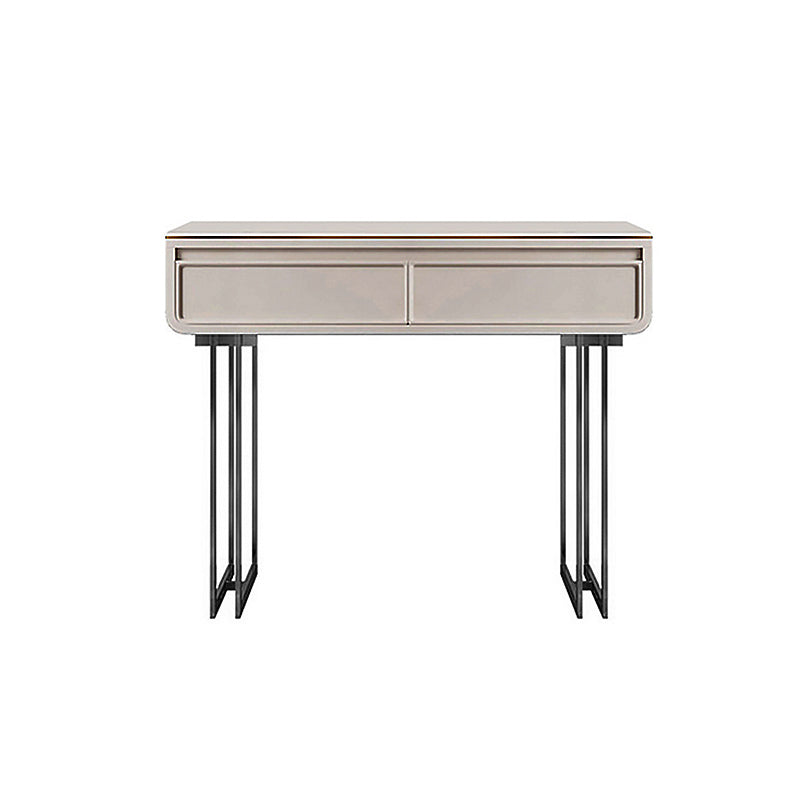 ホワイト/グレーロックプランクカウンタートップソリッドウッドフレーム金属金属ベース2/4ドロワードレッサー