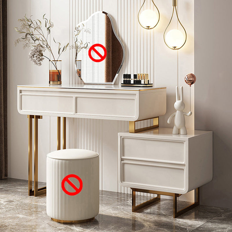 ホワイト/グレーロックプランクカウンタートップソリッドウッドフレーム金属金属ベース2/4ドロワードレッサー