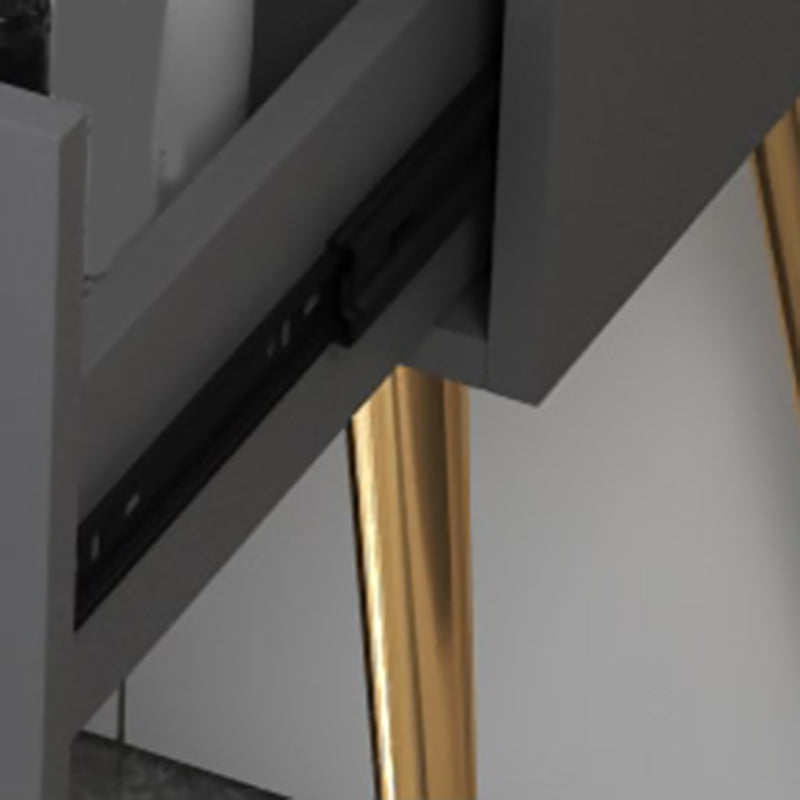 Materiale a base di legno in stile glam tavolo da toeletta bianca/grigia con cassetti e ripiani