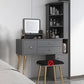 Materiale a base di legno in stile glam tavolo da toeletta bianca/grigia con cassetti e ripiani