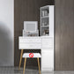 Glam Style Wood-based Material White/grey Dressing Table with Drawers and Storage Shelves