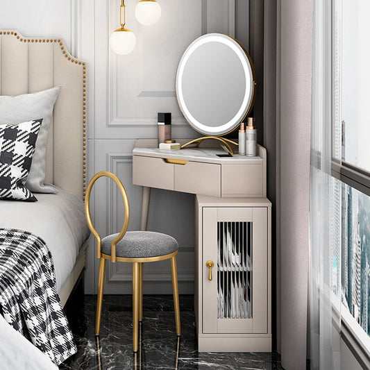 Set tavolo da trucco in ardesia da tavolo da vanità per trucco bianco/grigio glam