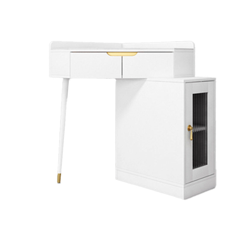 Glam White/Grey Makeup Vanity Desk Slate Top Vanity Makeup Table Set