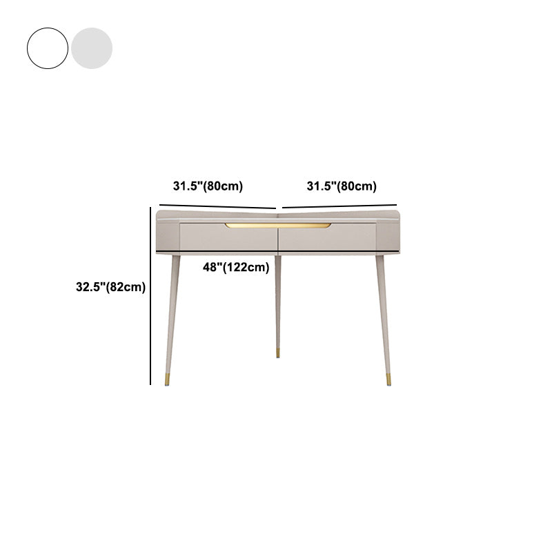 Glam White/Grey Makeup Vanity Desk Slate Top Vanity Makeup Table Set