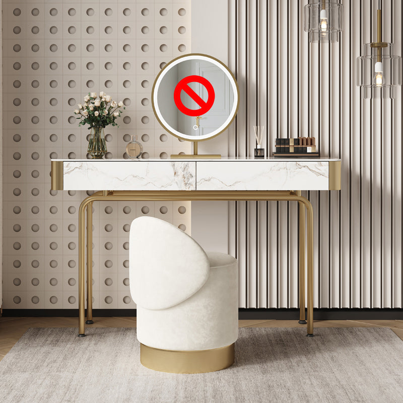 Glam Slate and Metal Makeup Dreshing Tabe Tabinet avec 2 tiroirs