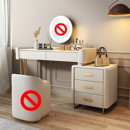 Vanity per trucco per trucco per trucco glam in legno e in pelle